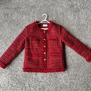 Tweed Red Quilted Jacket Women Size S